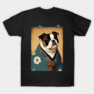 White dog with green robe - Japanese style T-Shirt